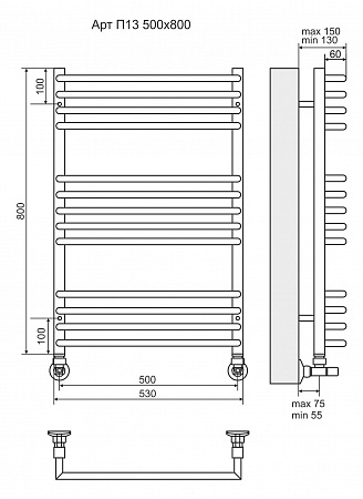 Арт П13 500х800 Полотенцесушитель TERMINUS Кузнецк - фото 3 Арт П13 500х800 Полотенцесушитель TERMINUS Кузнецк - фото 3