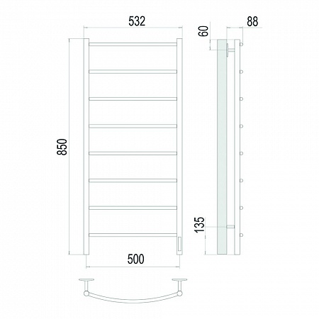 Классик П8 500х850 Электро (quick touch) Полотенцесушитель TERMINUS Сатин Кузнецк - фото 4 Классик П8 500х850 Электро (quick touch) Полотенцесушитель TERMINUS Сатин Кузнецк - фото 4