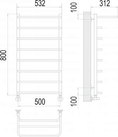 Полка П8 500х800  Полотенцесушитель  TERMINUS Кузнецк - фото 3