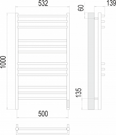 Прато П12 500х1000 электро (sensor quick touch) Полотенцесушитель  TERMINUS Кузнецк - фото 3