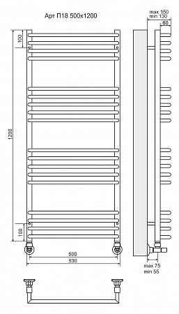 Арт П18 500х1200 Полотенцесушитель TERMINUS Кузнецк - фото 3 Арт П18 500х1200 Полотенцесушитель TERMINUS Кузнецк - фото 3