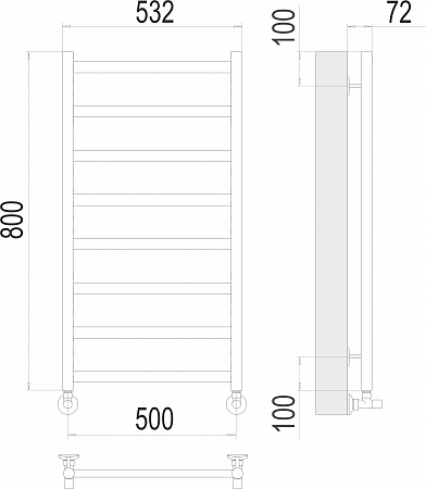 Аврора П8 500х800 Полотенцесушитель  TERMINUS Кузнецк - фото 3