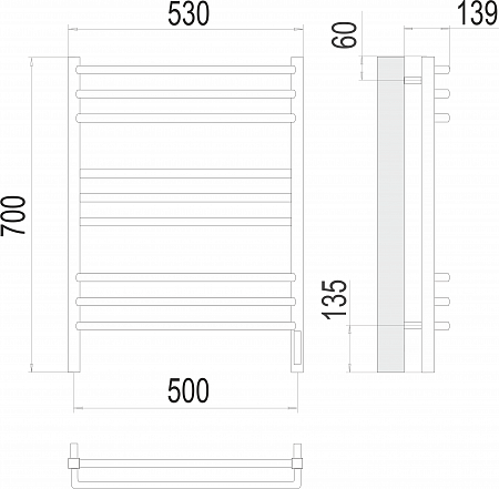Соренто П9 500х700 электро (sensor quick touch) Полотенцесушитель  TERMINUS Кузнецк - фото 3
