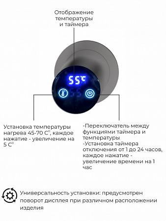 Рондо П2 350х760 электро Полотенцесушитель TERMINUS Оружейная сталь Кузнецк - фото 5