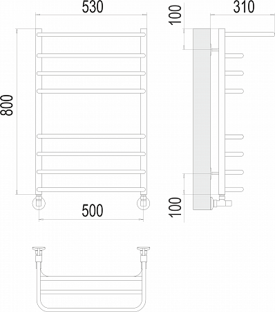 Арктур П8 500х800 Полотенцесушитель  TERMINUS Кузнецк - фото 3