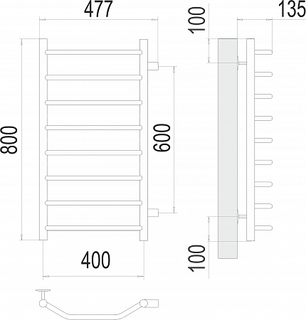 Виктория П8 400х800 бп600 Полотенцесушитель  TERMINUS Кузнецк - фото 3