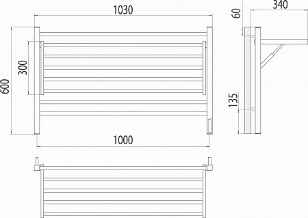 Горизонт П8 1000х600 электро КС ЧЕРНЫЙ МУАР (sensor quick touch) Полотенцесушитель TERMINUS Кузнецк - фото 5