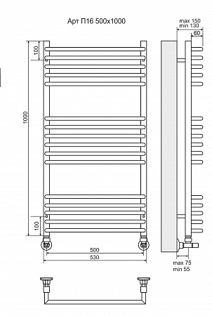 Арт П16 500х1000 Полотенцесушитель TERMINUS Кузнецк - фото 3 Арт П16 500х1000 Полотенцесушитель TERMINUS Кузнецк - фото 3