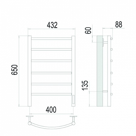 Классик П6 400х650 Электро (quick touch) Полотенцесушитель TERMINUS Сатин Кузнецк - фото 4 Классик П6 400х650 Электро (quick touch) Полотенцесушитель TERMINUS Сатин Кузнецк - фото 4